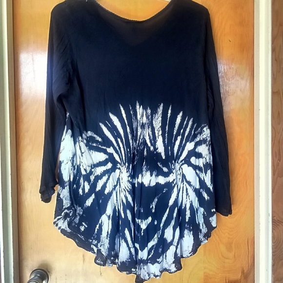Greater Good Beaded Tie Dye Sheer Blouse Size 1X/2X - Picture 2 of 11
